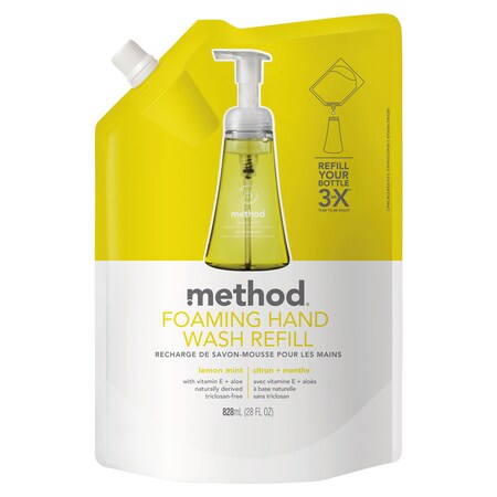 Method Foaming Hand Wash Refill, Lemon Mint, 28 oz Pouch, PK6 01365CT